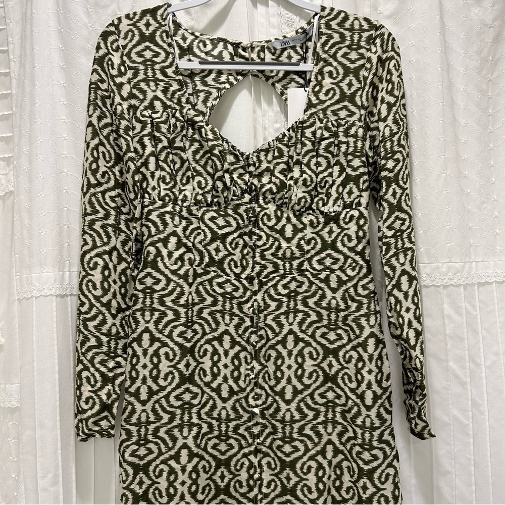 Zara Green Pattern Maxi Dress